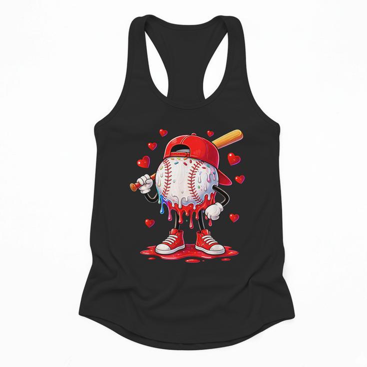 Valentine Baseball Heart Drip Sport Love Valentines Day Boys Flowy Tank