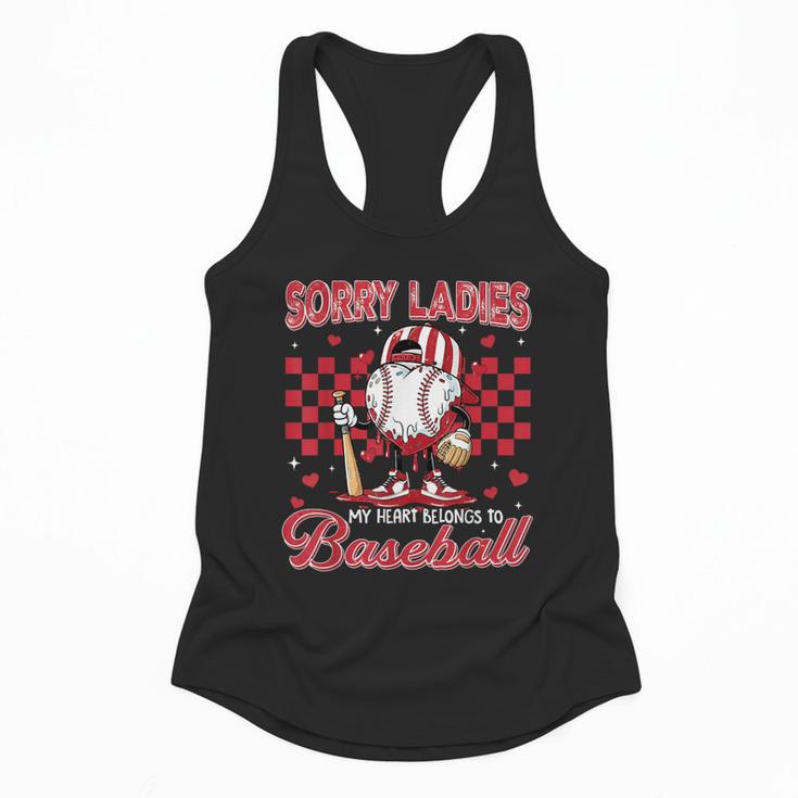 Valentine My Heart Belongs Baseball Lover Boy Men Flowy Tank