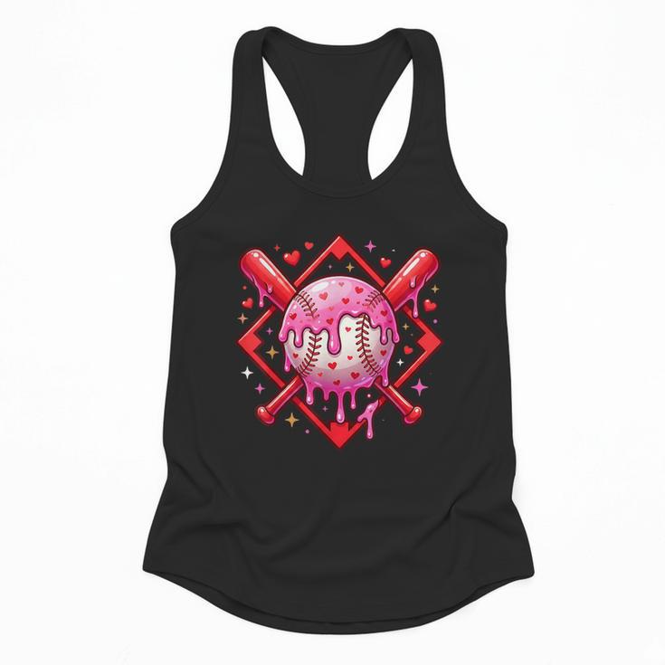 Valentines Day Baseball Boys Ice Cream Drip Heart Youth Kids Flowy Tank