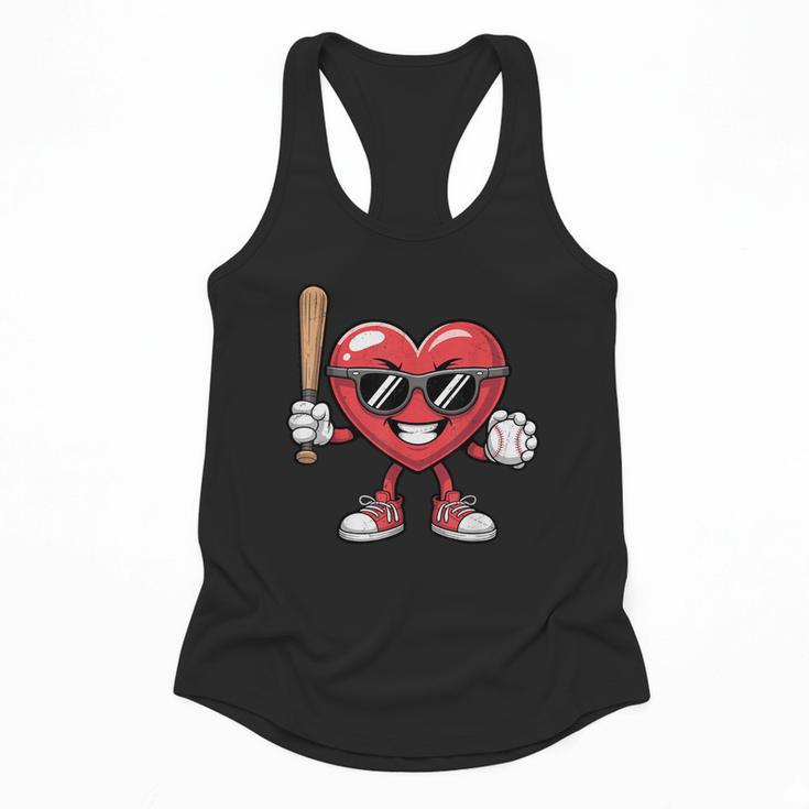 Valentines Day Heart Playing Baseball Boys Men Kids Girls Flowy Tank