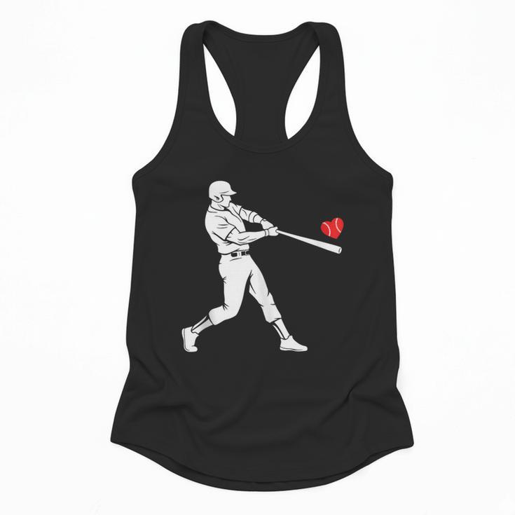 Valentines US Baseball Player Silhouette Heart Flowy Tank