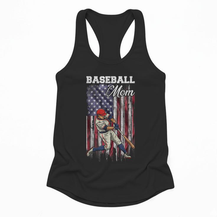 Vintage USA Flag Baseball Player Proud Baseball Mom Flowy Tank