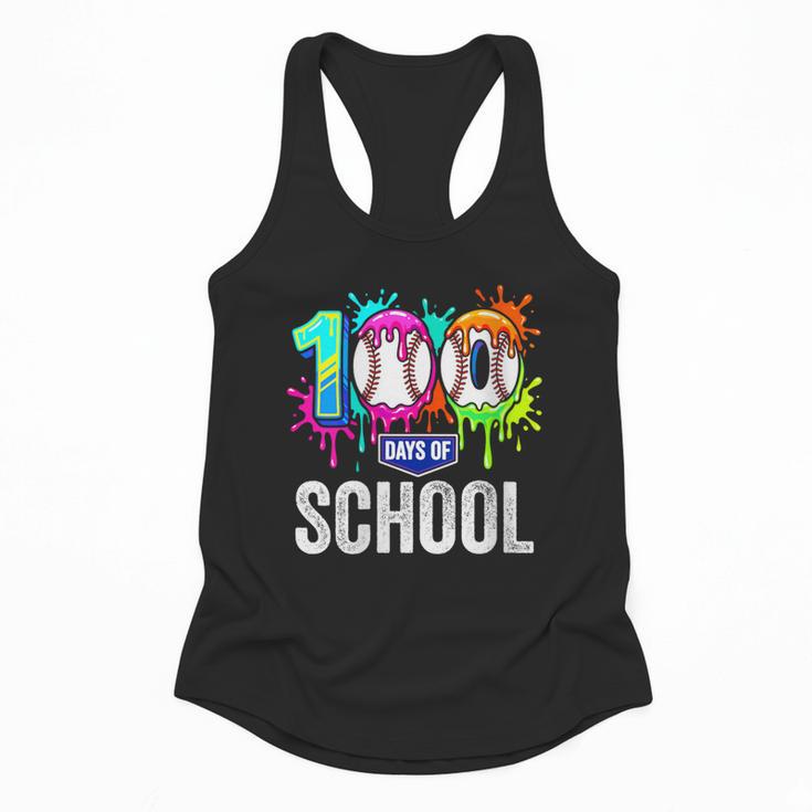 Women's 100 Days Of School Dripping Baseball Boys Kids Teacher Flowy Tank