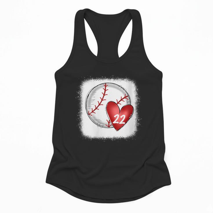 Womens Bleached Custom Baseball Mom Number 22 Heart For Mom Flowy Tank