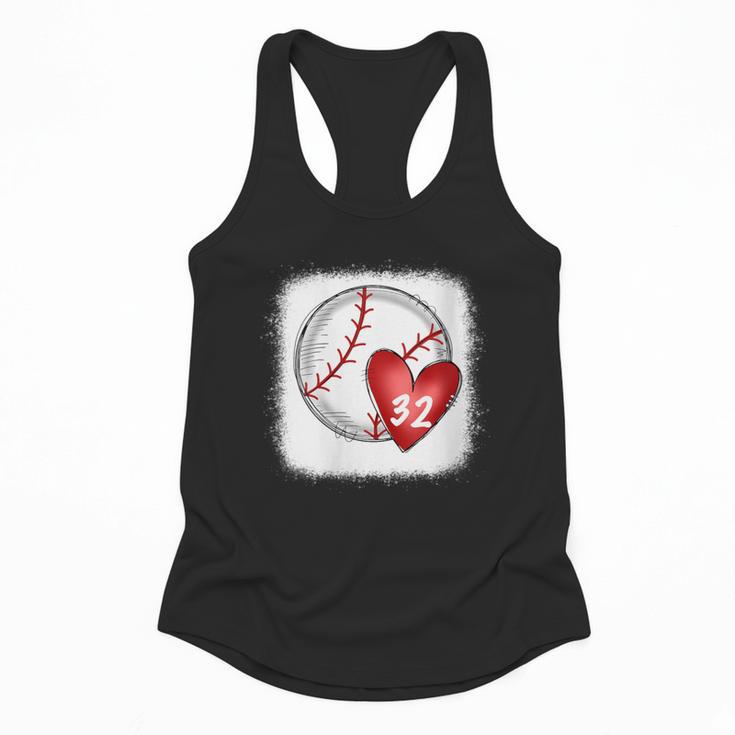 Womens Bleached Custom Baseball Mom Number 32 Heart For Mom Flowy Tank