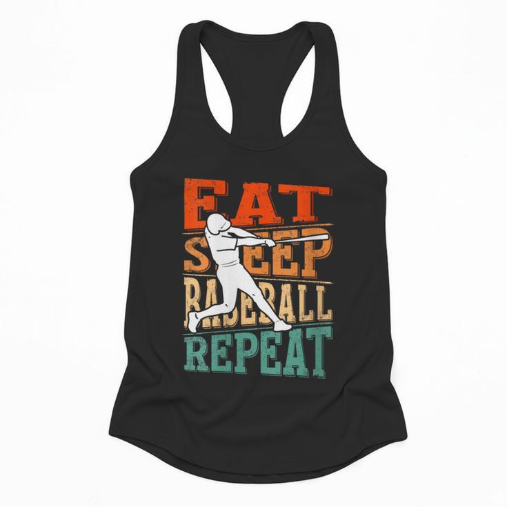 Women's Eat Sleep Baseball Repeat Vintage Player Sport Lover Retro Flowy Tank