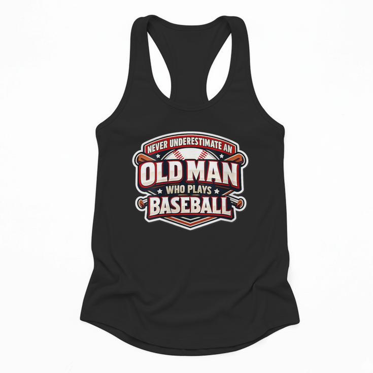 Women's Never Underestimate An Old Man Who Plays Baseball Flowy Tank