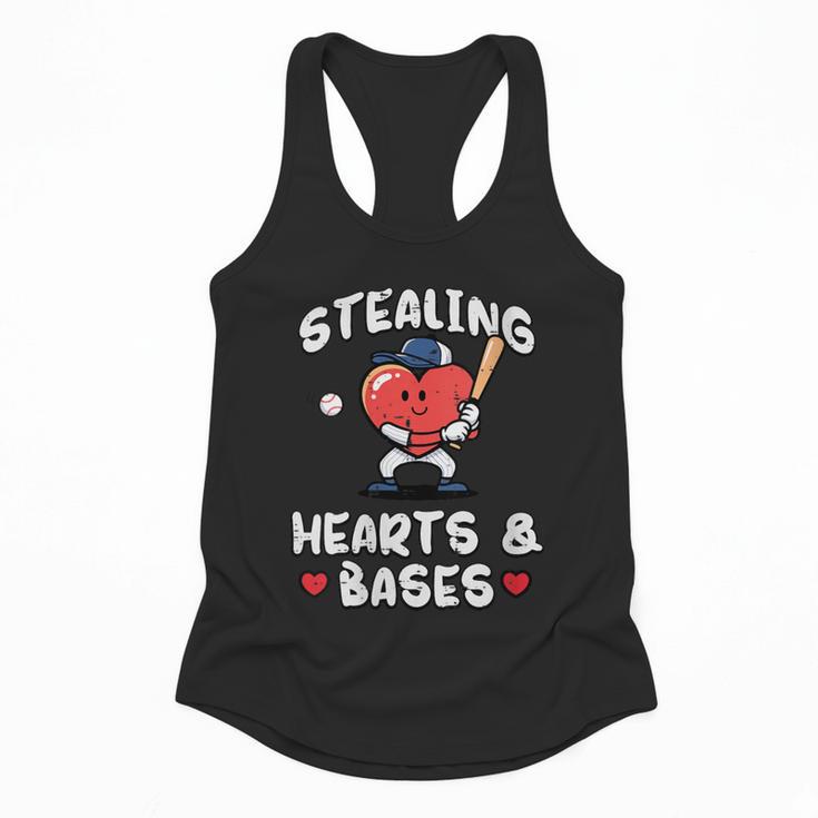 Women's Valentines Day Baseball Stealing Hearts Bases Boys Kids Men Flowy Tank