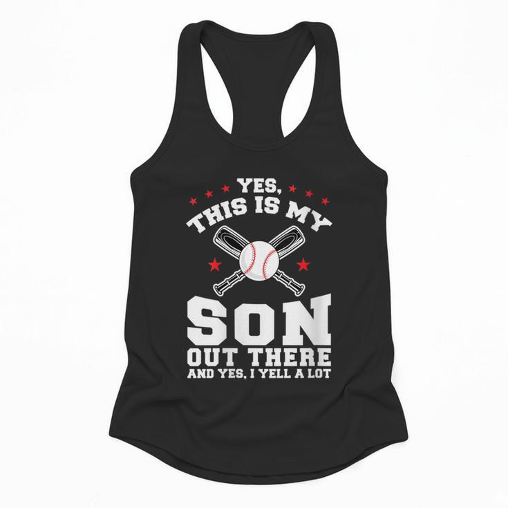 Yes This Is My Son Out Baseball Mom Flowy Tank