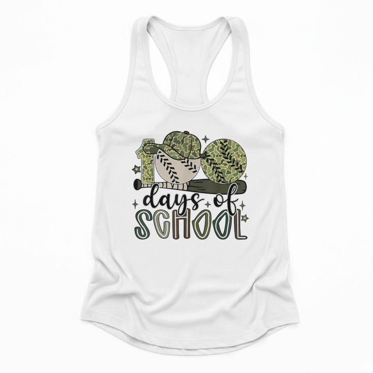 100 Days Of School Baseball Camo Cap Kids Boys 100th Day Flowy Tank