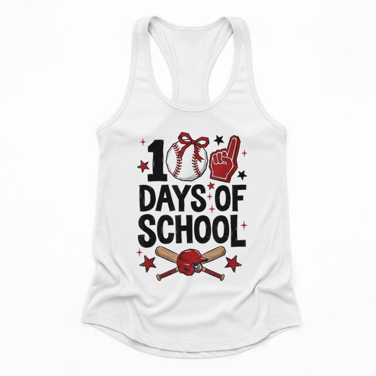 100 Days Of School Coquette Bow Baseball 100th Day Girl Kid Flowy Tank
