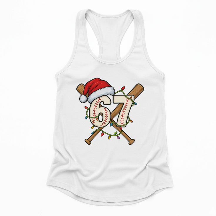 67 Baseball Xmas Lights Santa Hat Holiday Flowy Tank