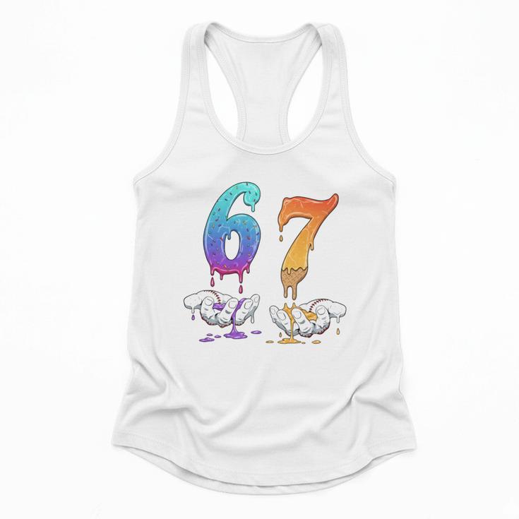 67 Meme Baseball Kids Girls Humor Number 6 7 Flowy Tank