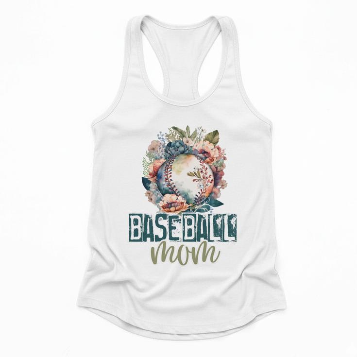 Artsy Baseball Mom Flowers Unique Game Day Ball Distressed Flowy Tank