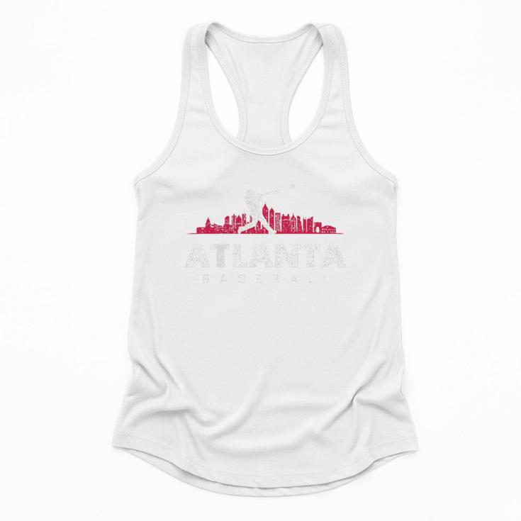 Atlanta Baseball Vintage Player Minimalist Skyline Retro Flowy Tank