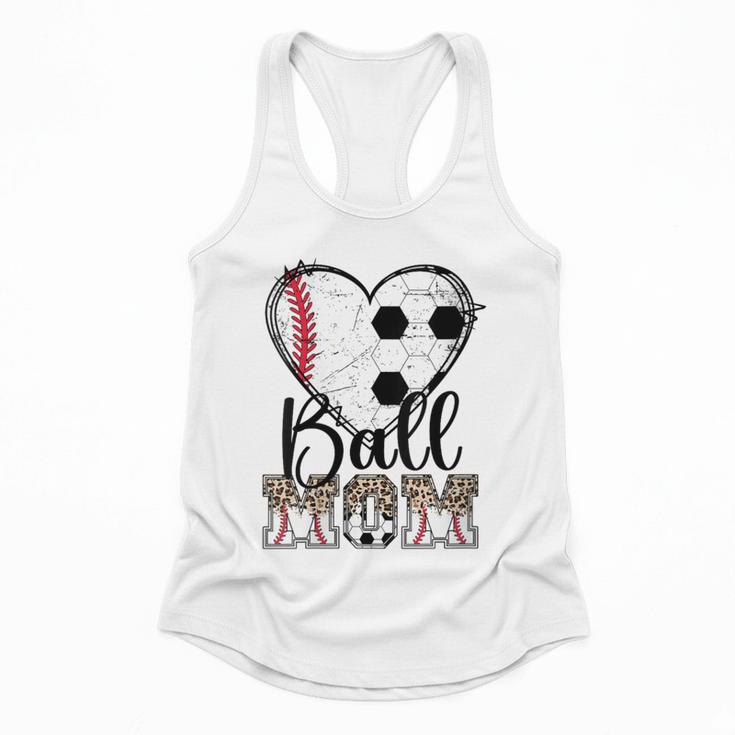 Ball Mom Heart Soccer Baseball Mom Flowy Tank