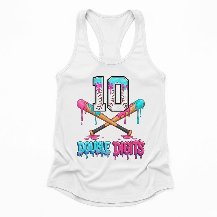 Baseball 10 Year Old Ice Cream Drip 10th Bday Double Digits Flowy Tank