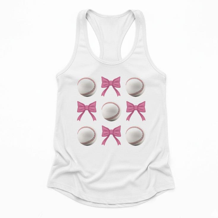 Baseball Boys Girls Baseball Mom Tee Pink Bow Baseball Flowy Tank