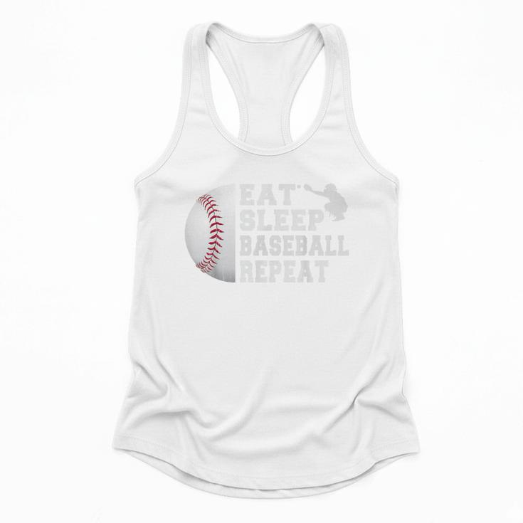 Baseball Catcher Eat Sleep Repeat Youth Boys Men Flowy Tank