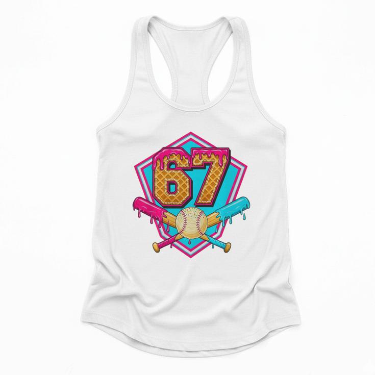 Baseball Drip Jersey Number 67 For Players & 67th Birthday Premium Tri-Blend Flowy Tank