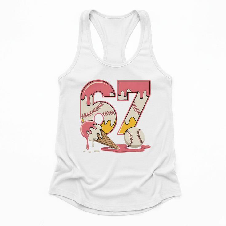 Baseball Drip Number 67 Player Ice Cream Or 67th Birthday Flowy Tank