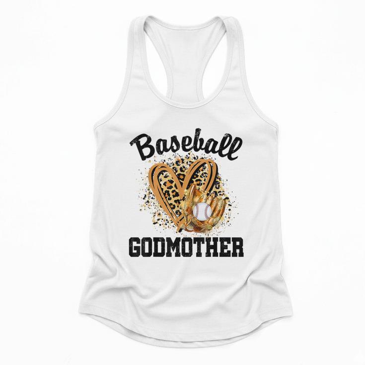Baseball Godmother Leopard Heart Baseball Mom Game Day Flowy Tank
