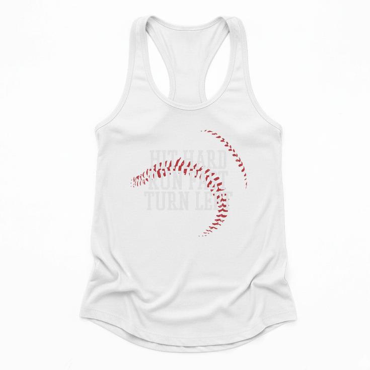 Baseball Hit Hard Run Fast Turn Left Men Boys Kid Teen Youth Premium Tri-Blend Flowy Tank