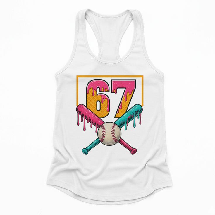 Baseball Ice Cream Drip Number 67 Player 67th Birthday Premium Tri-Blend Flowy Tank