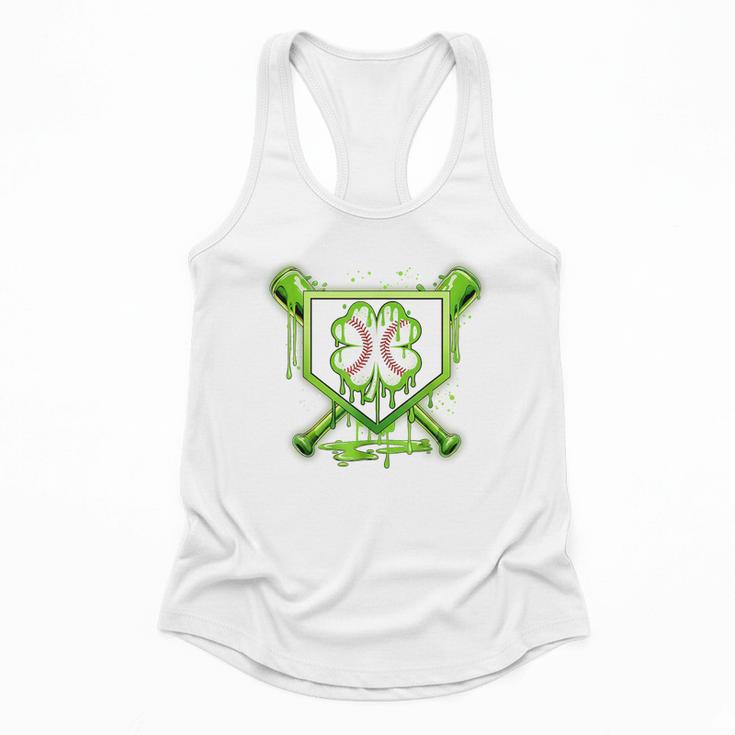 Baseball Icecream St Patrick's Day Lucky Charm Shamrock Drip Flowy Tank