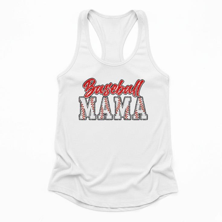 Baseball Mama Retro Groovy Baseball Mom Women Mother's Day Flowy Tank