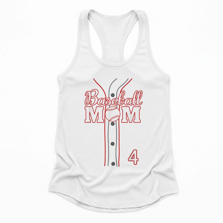 Baseball Mom 4 Number 4 Jersey Team Numbered Jersey Flowy Tank