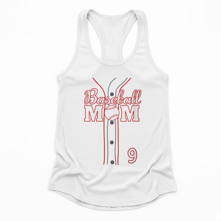 Baseball Mom 9 Number 9 Jersey Team Numbered Jersey Flowy Tank