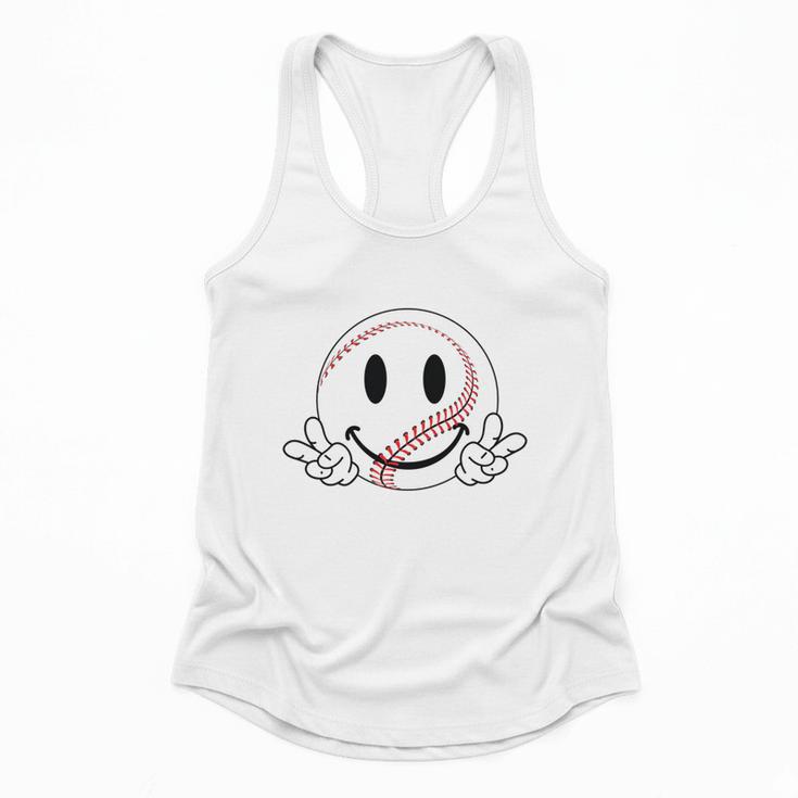 Baseball Mom Era Ball Mom Smile Face Groovy Mother's Day Flowy Tank