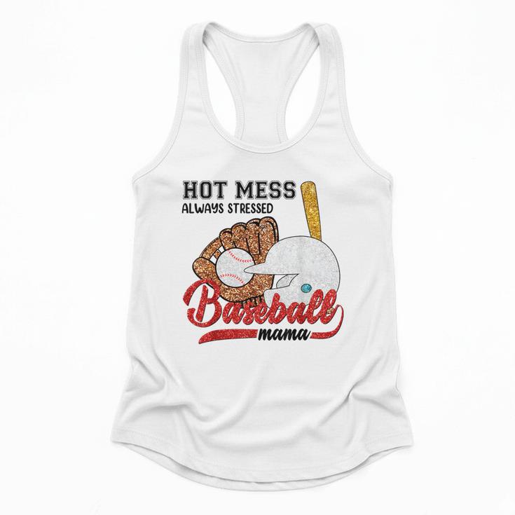 Baseball Mom Hot Mess Always Stressed Baseball Mama Flowy Tank