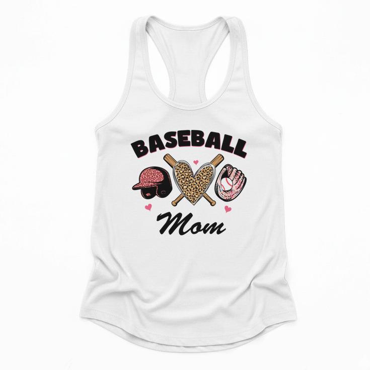 Baseball Mom Leopard Heart Game Day Love Mommy Flowy Tank