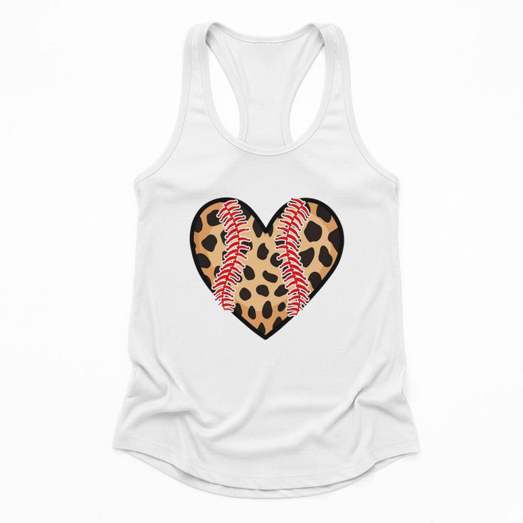 Baseball Mom Leopard Heart Valentine Day Mother Day Flowy Tank