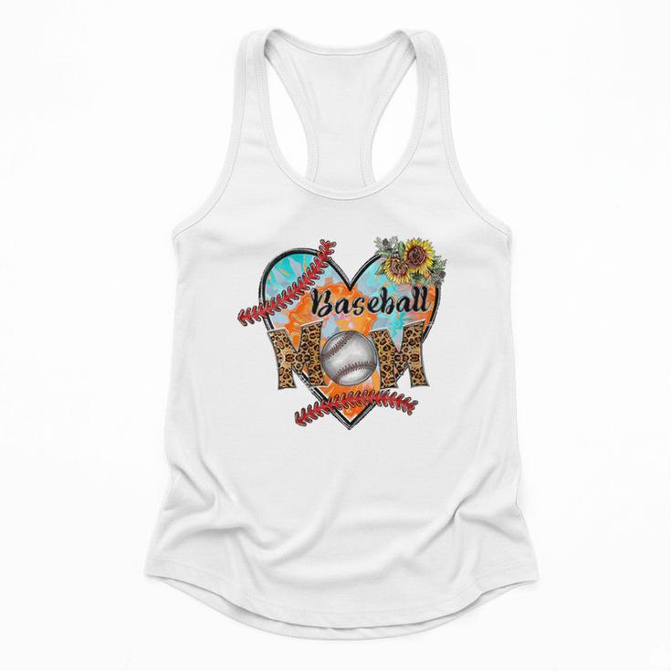 Baseball Mom Valentine Leopard Heart Softball Mother's Day Flowy Tank