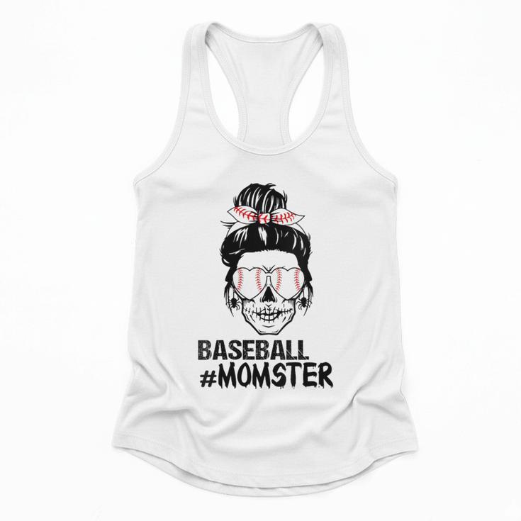Baseball Momster Messy Bun Skull Mom For Women Halloween Flowy Tank