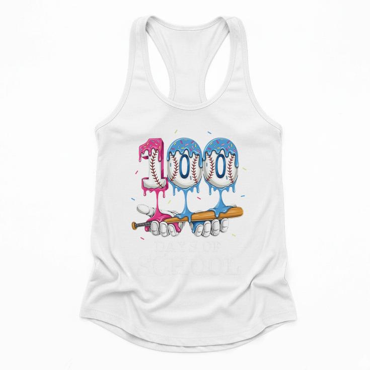 Baseball Player 100 Days Of School Sports Ice Cream Drip Premium Tri-Blend Flowy Tank
