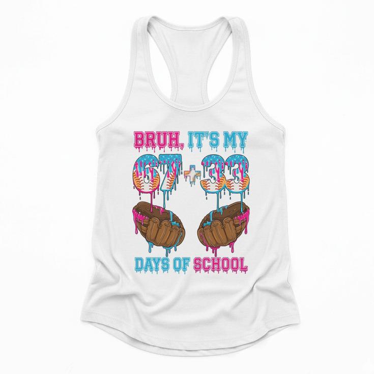 Bruh Its My 67 33 Day Of School Baseball Boys Kids 100th Day Flowy Tank