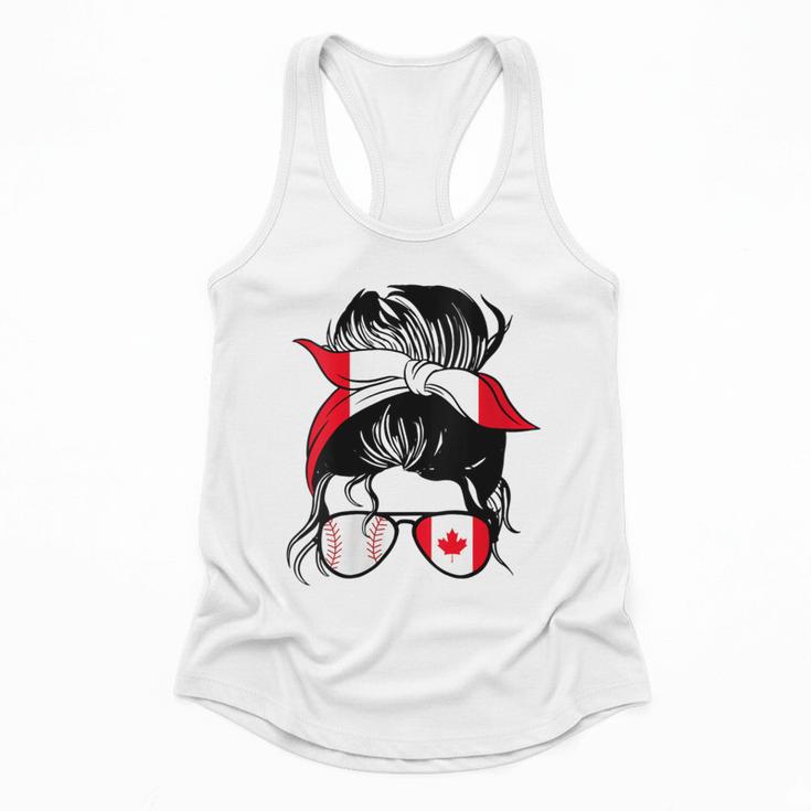 Canadian Baseball Mom Canada Flag Baseball Girl Flowy Tank