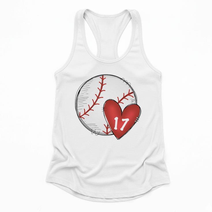 Custom Baseball Mom Number 17 Heart For Mom Mommy Premium Flowy Tank