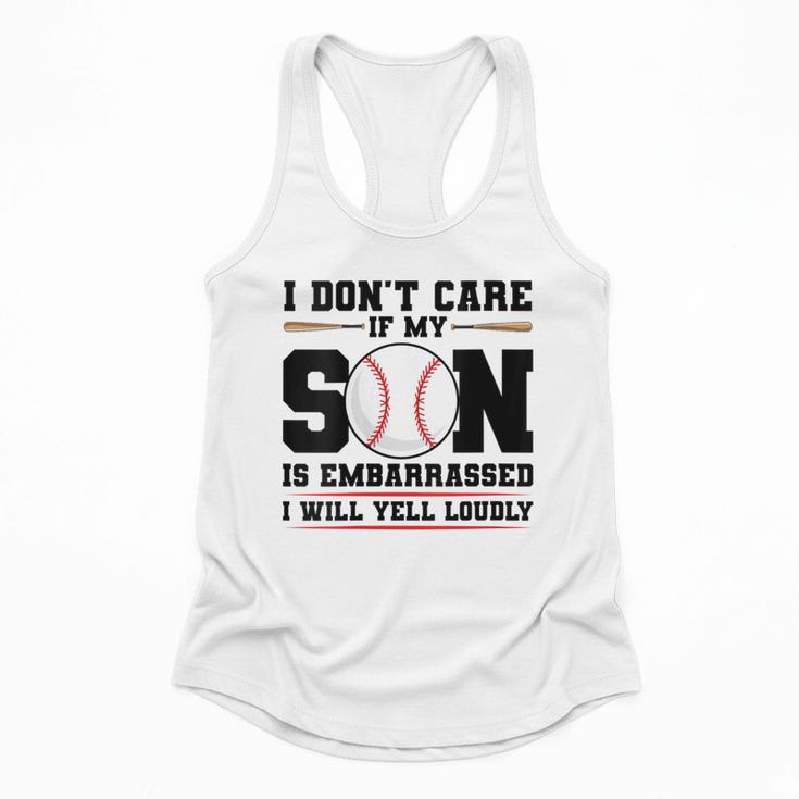 I Don't Care If My Son Is Embarrassed Baseball Mom Flowy Tank