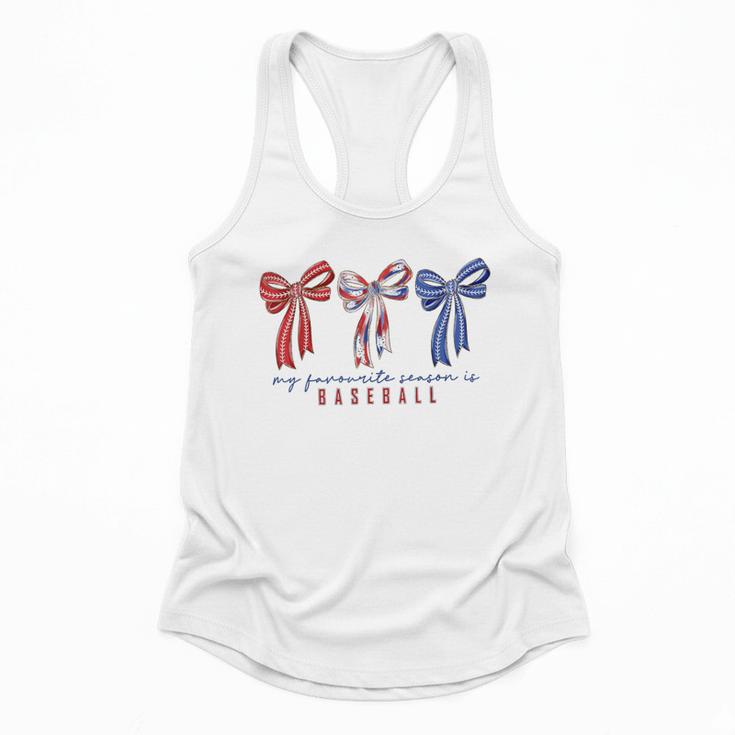 My Favorite Season Is Baseball Coquette Bow Game Day Mom Sis Flowy Tank