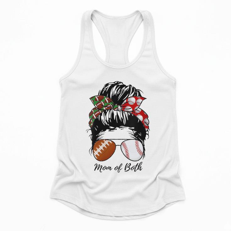 Football Mom Baseball Mom Of Both Messy Bun Mother's Day Flowy Tank