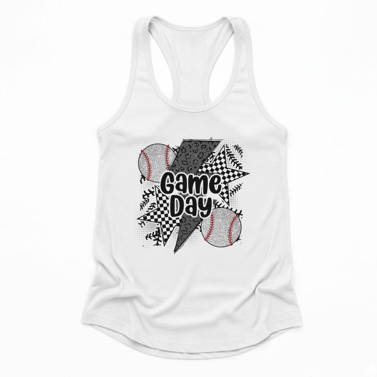 Game Day Baseball Retro Checkered Baseball Flowy Tank