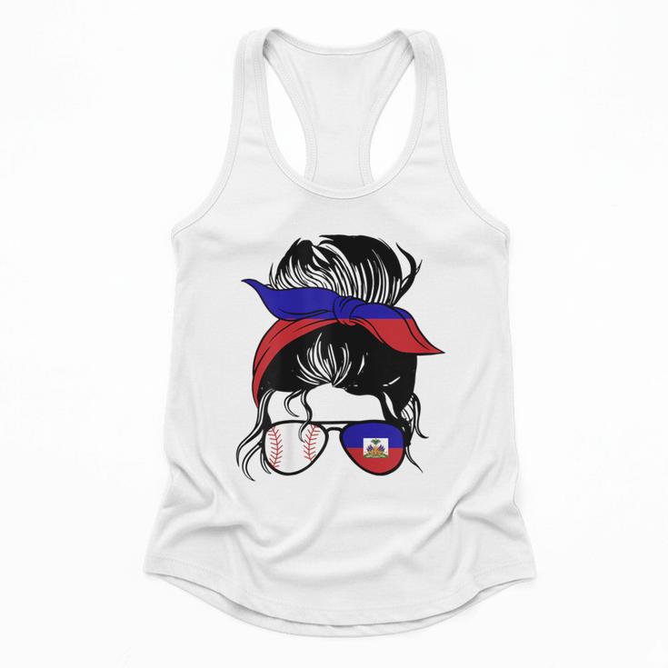Haitian Baseball Mom Haiti Flag Baseball Girl Flowy Tank