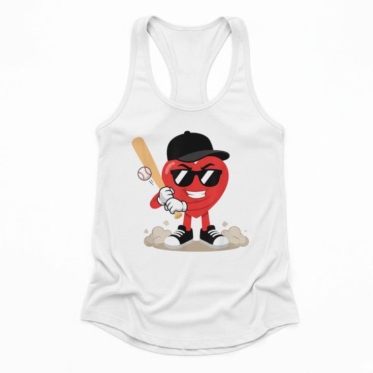 Heart Playing Baseball Valentine Baseball Flowy Tank