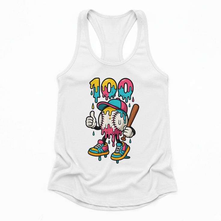 Ice Cream Drip Baseball Party 100 Days Of School Teacher Flowy Tank