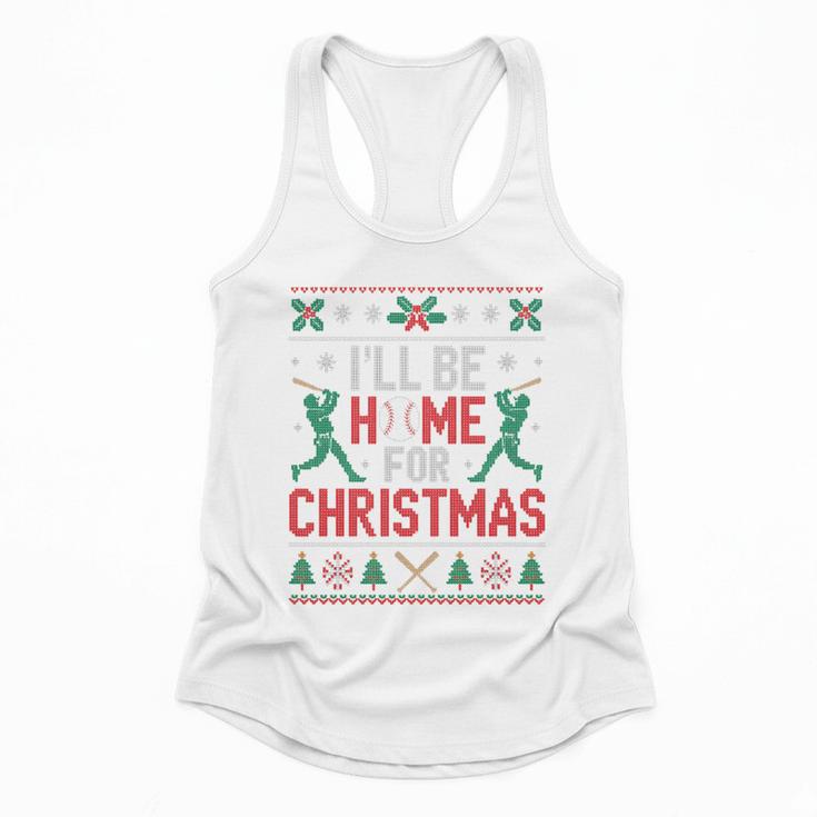 I’Ll Be Home For Christmas Baseball Ugly Sweater Art Flowy Tank